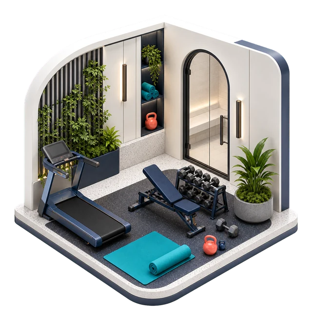 Wellness and sports amenity illustration